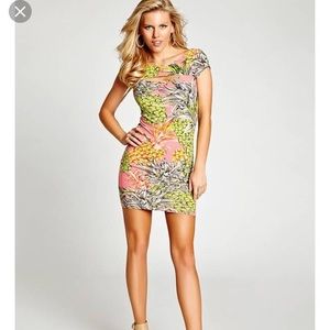 Guess Bodycon Dress Pineapple Print. Size XS.